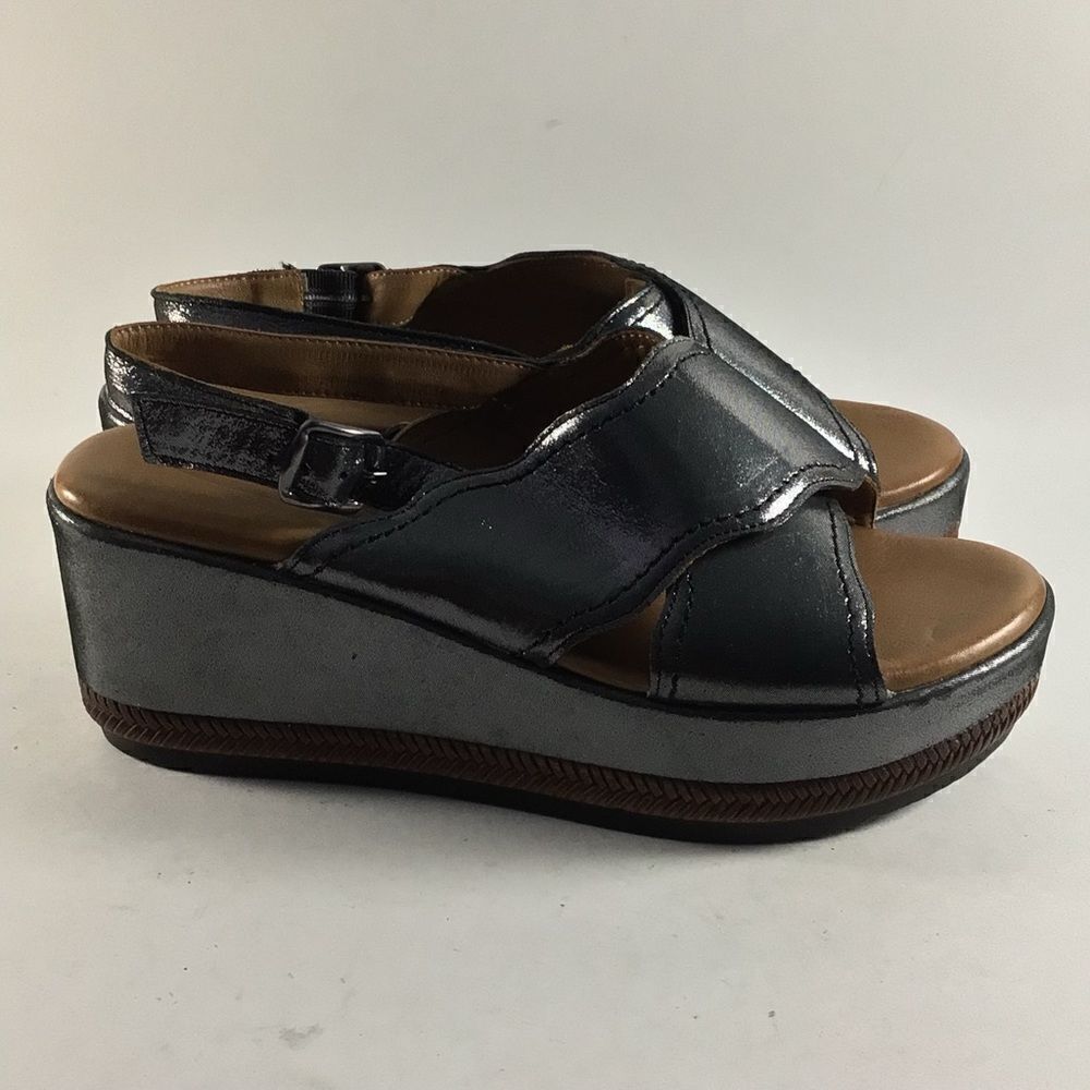 Sheridan Mia Metallic Black Platform Sandals